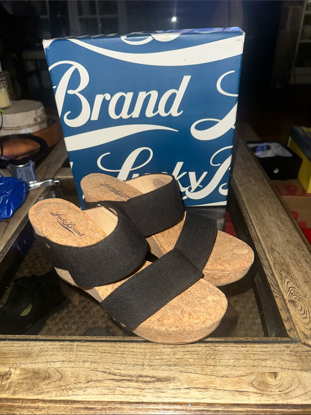 Lucky Brand Magnolia 2 Cork Wedge Slide Sandals Mew